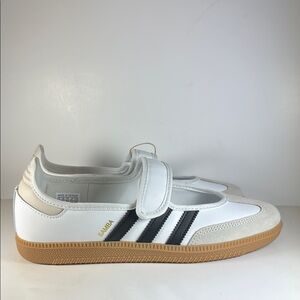 Adidas Samba Jane Size 6 Youth White Black Gum Sneakers Mary Jane Shoes